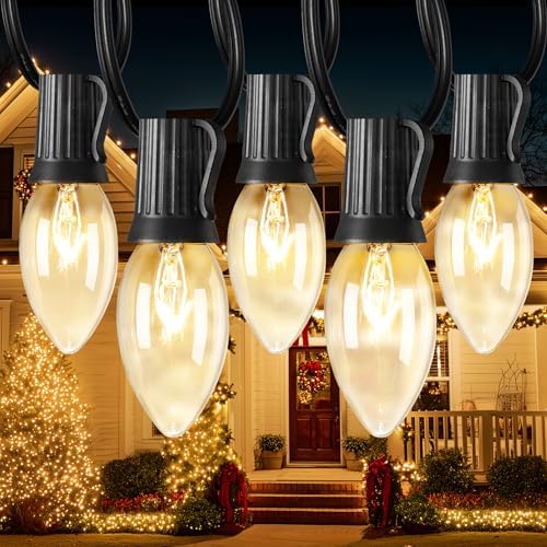 Minetom C9 Christmas Lights, 50FT 50LED C9 Vintage String Lights Outdoor