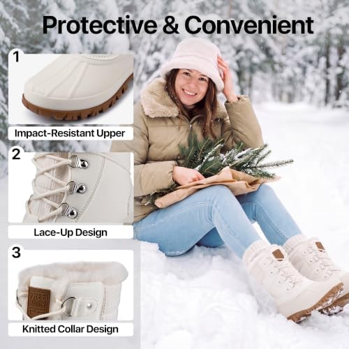 FREE SOLDIER Women's Waterproof Winter Cold Weather Snow Boots for Women Outdoor Fashion Duck Boots Comfortable Insulated