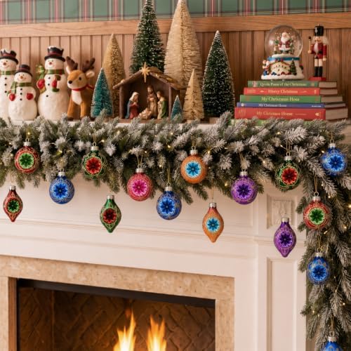 40Pcs Vintage Glass Christmas Ornaments Bulk Mini Reflector Ball