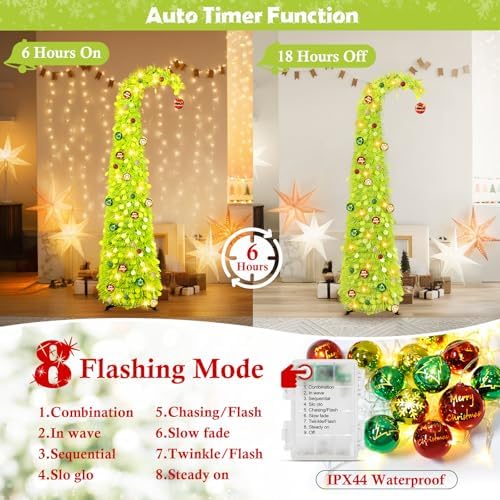 Whimsical Christmas Tree with Ball String Lights for Christmas Decorations