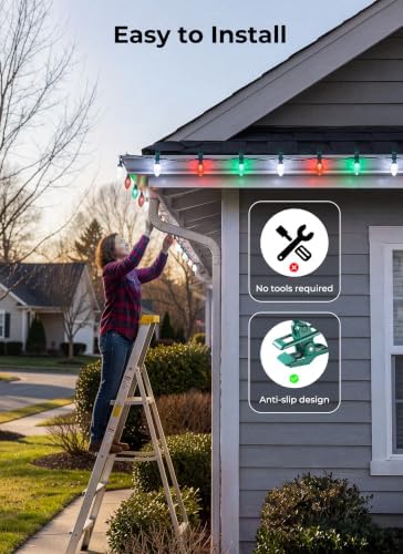 Brightown Christmas Lights Outdoor, 102FT 150LED C9 String Light with Clips