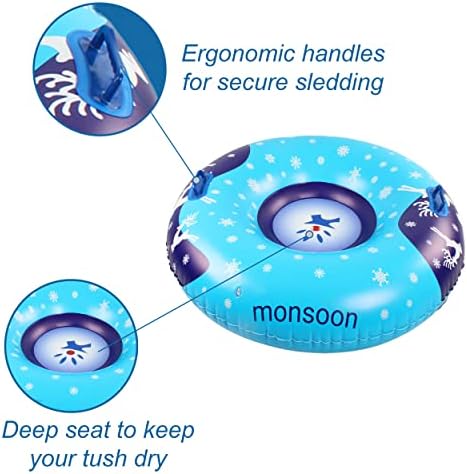 monsoon [Glider] Luxury Snow Tube for Sledding Heavy Duty Sleds with Handles for Adults - Green