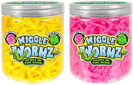 JA-RU Wiggle Wormz Glow in the Dark Squishy Sensory Worms Toy Jar 5357-2A
