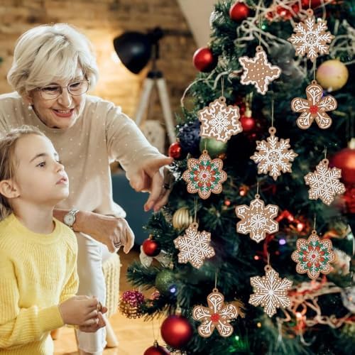 kockuu Christmas Gingerbread Snowflake Ornaments for Tree