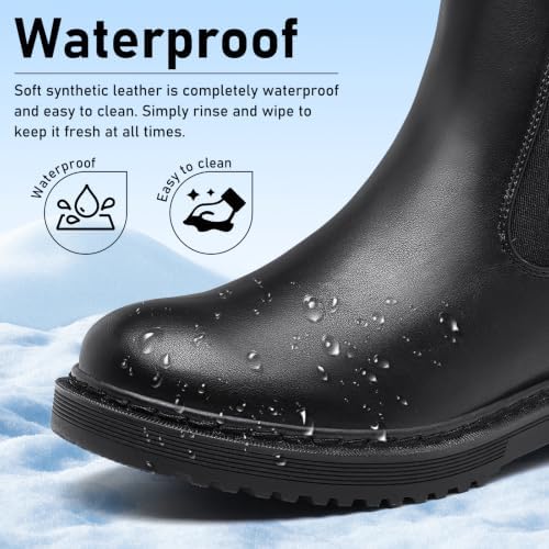 Womens Winter Chelsea Boots Warm Faux Fur Lined Chunky Lug Ankle Booties