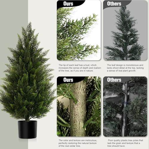 Vitalismo 3FT Artificial Cedar Trees Set of 2 for Outdoor Front Porch