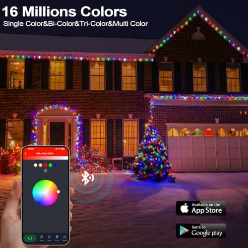 Gemce Smart C9 Christmas Outdoor Lights, 197FT 200 LEDs, APP Remote Controlled RGB String Lights, DIY Chasing Xmas Lights, Color Changing with Timer & Music Sync for Holiday Xmas Tree Decoration