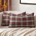 MIULEE Fall Plaid Pillow Covers Scottish Tartan 12x20 Khaki
