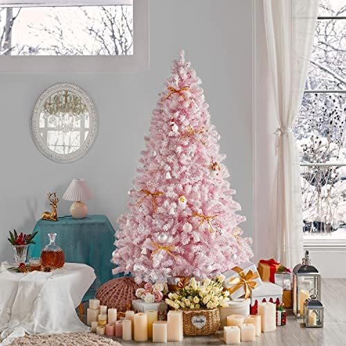 Yaheetech 4.5ft Pre-Lit Pink Artificial Christmas Tree with 100 Lights
