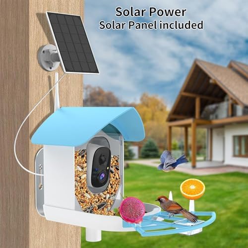Fazoxo Bird Feeder with Camera,Birds House Camera,Solar Powered,SkyBlue