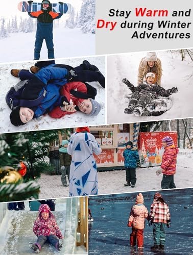 Kids Winter Pants Fleece Lined Waterproof Boys Ski Pants Thermal Outdoor Softshell with Zipper Pockets