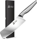 Nakiri Kitchen Knife, Chef's Knife In Japanese Stainless Steel Professional Cooking Knives, Non-slip Ultra Sharp Knife with Ergonomic Handle | Professional Chef Knife with Ergonomic Hollow Handle, Japanese Kitchen Knife, Silver