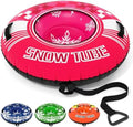 Goplus Inflatable Snow Tube, 42" Heavy-Duty Snow Sledding Tube with Detachable Tow Strap, Thickened Bottom, 3-in-1 Valve, Handles, Winter Outdoor Fun Toy for Kids & Adults, Christmas Birthday