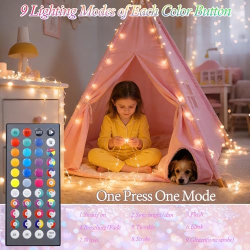 Lovelite Fairy Lights 34 Colors Changing, 2 Pack Total 40FT 120LED Halloween String Lights Battery USB Operated, Waterproof Twinkle Lights with Remote for Holiday Wedding Party Indoor Outdoor