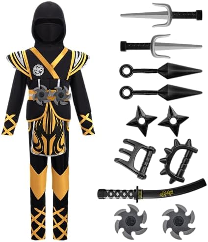 Spooktacular Creations Kids Ninja Costume, Child Boy Ninja Outfit Set, Halloween Costume for Toddler Themed Dress Up Party