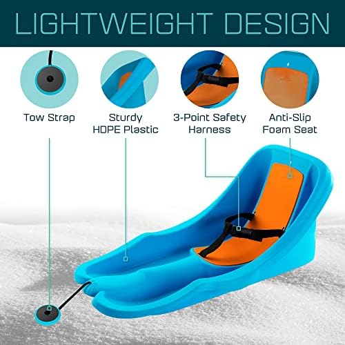 Gizmo Riders Baby Rider, Toddler Sled - 3-Point Harness, Anti-Slip Seat, Retractable Tow Strap, Durable Plastic, Ideal for 6 Months to 3 Years, Supports Up to 55 lbs, Winter Fun for Little Ones