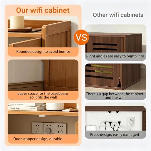 Wifi Router Storage Cabinet with Adjustable Shelves, 2-Tier Storage