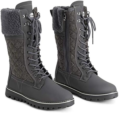 POLAR Womens Faux Fur Warm Thermal Waterproof Outdoor Walking Snow Winter Rubber Sole Calf Boots