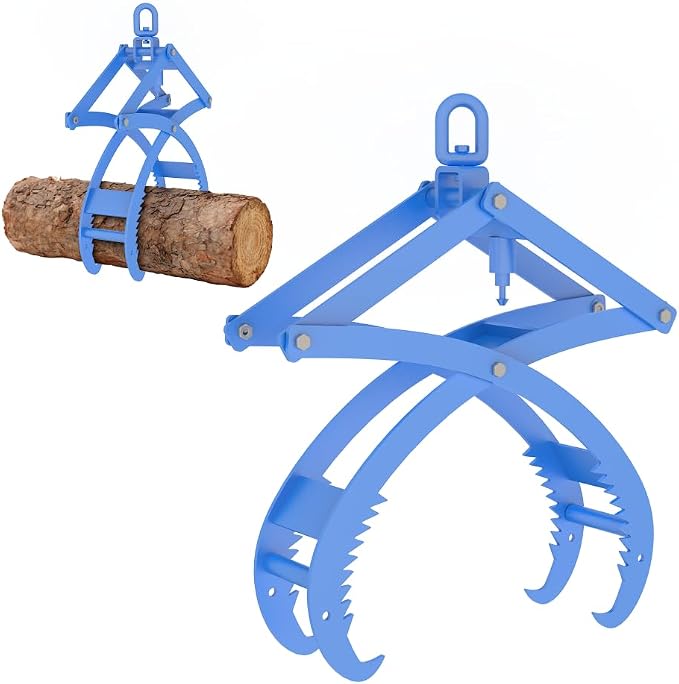 Automatic Log Tongs for Tractor - Heavy Duty 4-Claw Log Grapple with Auto-Latch & 360° Rotating Hook for ATV, Skid Steer, Forklift, Capacity 3300lbs