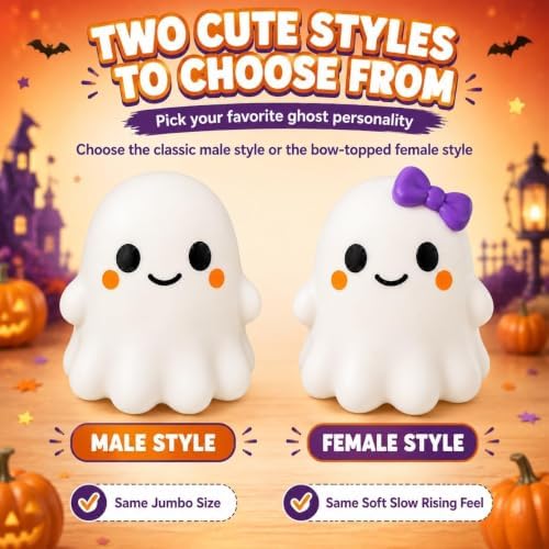 Halloween Ghost Squishy Large Soft Slow Rising Squeeze Fidget Male Female Styles 2026 Cute Ghost Squeeze, Halloween Stress Relief，Male