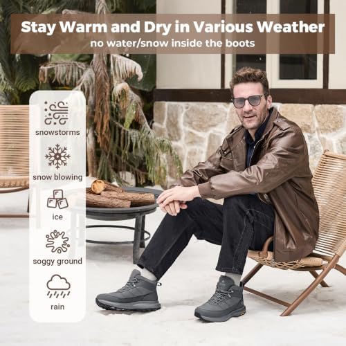 FitVille Men's Wide Winter Boots Non-Slip Insulated Snow Boots