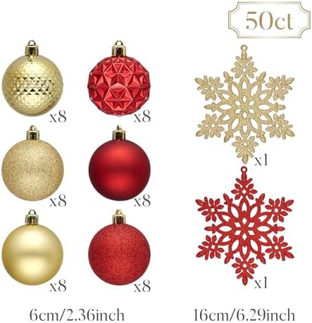 Valery Madelyn 50ct Christmas Tree Decorations Ball Ornaments 2.36 Inches