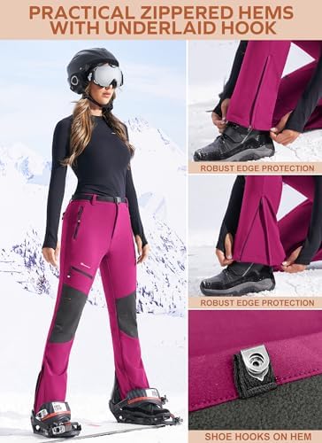 Snow Pants Womens Ski Pants Waterproof Insulated Softhell fleece lined