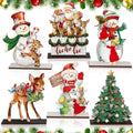 Beeveer 6 Pcs Christmas Table Decorations Wooden Snowman Reindeer Decor