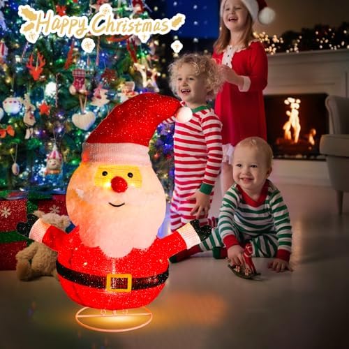 24.5" Lighted Christmas Santa, 3D Pre‑Lit Indoor Outdoor Decor