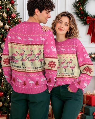 34HD Ugly Xmas Sweater–Funny Knit Christmas Sweater for Women & Men 2025, Long Sleeve Crewneck Holiday Pullover, Unisex Gift