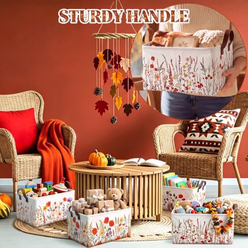 CHENGU 6 Pack Fall Flower Storage Bin Collapsible Wildflower Fall Basket