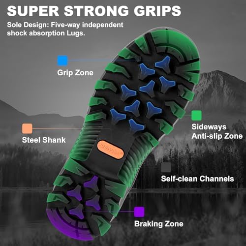 Showave Men's Rubber Boots Waterproof Rain Boots Mud Boot Comfy Sports Sole