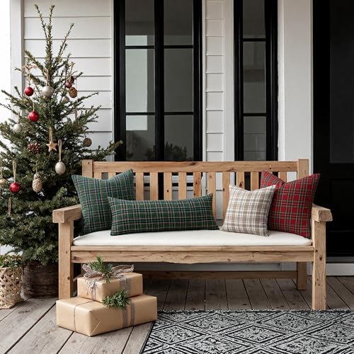 MIULEE Christmas Plaid Pillow Covers Scottish Tartan 20x20 Green