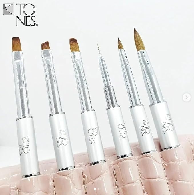 Tones Twin Head Nail Art Gel Brush - Brush for Gel Nails - Ultra Precise Nail Sculpting and 3D Nail Art Brush for Gel (#4 Flat & Spatula)
