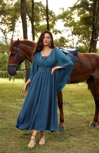 Scarlet Darkness Renaissance Costume Women Pirate Medieval Maxi Dress