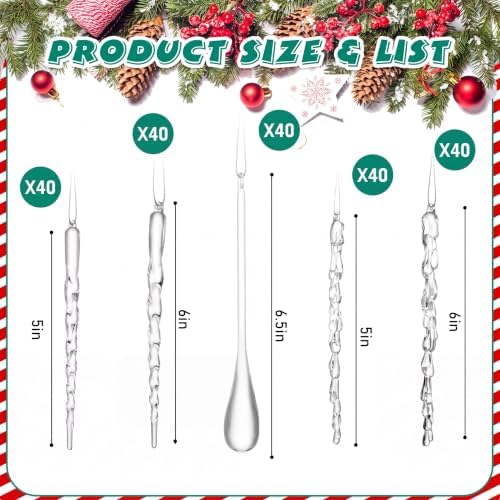 Syhood 200 Pcs Crystal Christmas Tree Ornaments, Icicle Waterdrop