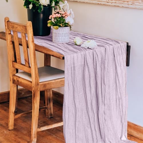 1 Pack Cheesecloth Table Runner 10Ft Christmas Gauze Boho Table Runners for Wedding Decor Bridal Shower Decorations Baby Shower Party(35" x 120")