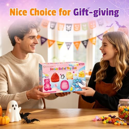 16Pcs Halloween Squishy Box Set, Stress Relief Squishies Fidget Toys Kit