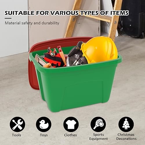 SIMPLYKLEEN Storage Bins with Lids - Made in USA 18-Gallon (72-Quart) 2-Pack Storage Totes with Lids, Plastic Stackable Containers Large Storage Boxes for for Home and Office Organization Green/Black