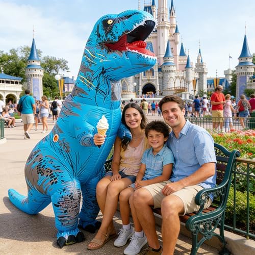 Funny Inflatable Dinosaur Costume for Adult and Kids,Blow Up Dinosaur Costume for Halloween Cosplay Party
