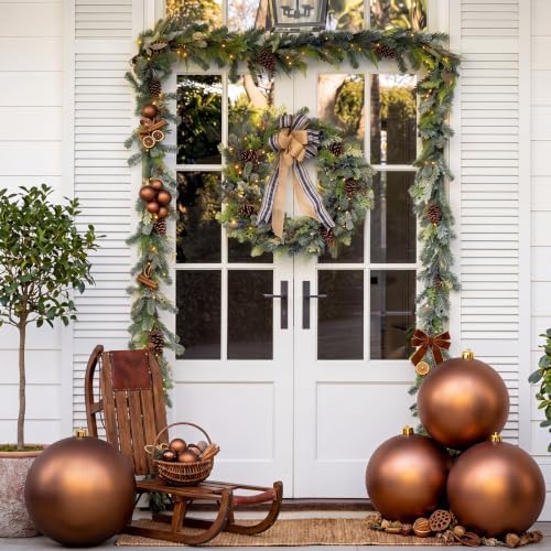 Threan 10 Inch Large Chocolate Brown Matte Christmas Ball Ornaments