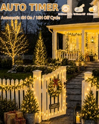 2 Pack 200 LED Battery Operated String Lights, 8 Modes Twinkle Fairy Lights