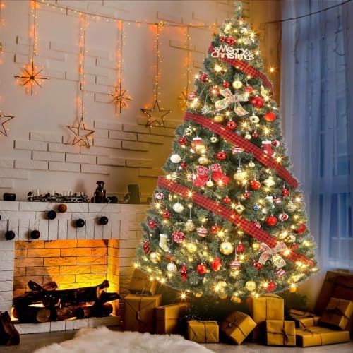 GarveeHome 7.5ft Prelit Artificial Christmas Tree with 300 Multi Lights