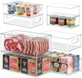 Heyuzb 8 PACK Freezer Organizer Bins Fridge Organizers and Storage Stackable Refrigerator Organizers Bins with Side Handles Clear Storage Bins for Pantry, Under Sink, Kitchen Cabinet