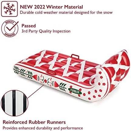 FUNBOY Winter Fun Inflatable Toboggan Snow Sled, Single, Cardigan