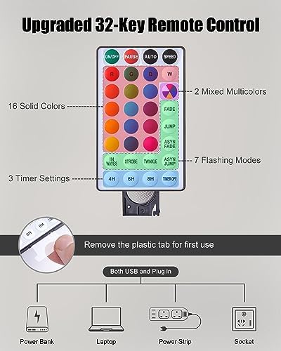 Minetom Star String Lights for Bedroom - 33 ft Plug-in Color Changing Star String Lights with Remote and Timer for Bedroom Tent Loft Bed Window Backyard Patio Porch Balcony Party Wedding, RGB
