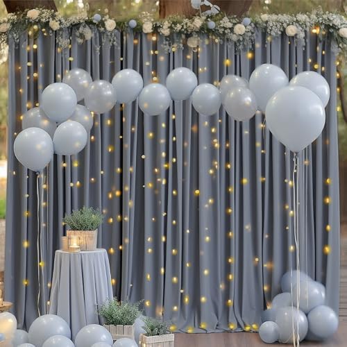 10x10 Charcoal Backdrop Curtain for Parties Wedding Wrinkle Free Silver Grey Photo Curtains Backdrop Drapes Fabric Decoration for Birthday Party Baby Shower 5ft x 10ft,2 Panels