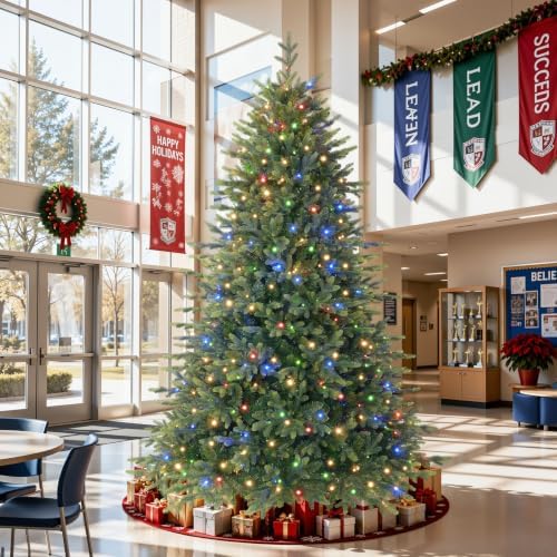 SHareconn 8ft Artificial Prelit Balsam Fir Christmas Tree Color Lights