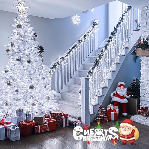 JMEXSUSS 150 LED Connectable White Christmas Lights Indoor for Bedroom