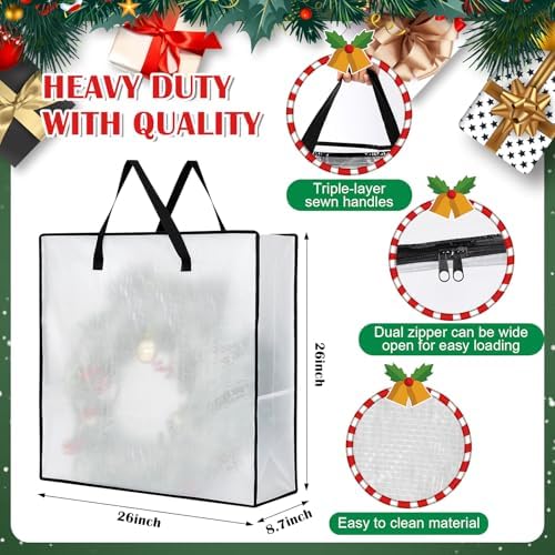 SATINIOR 6 Pcs Christmas Tree Storage Bag Set, Ornament Box, Green, 9 ft